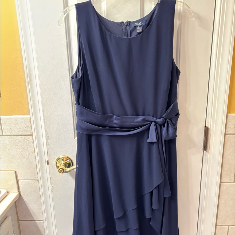 Chaps Blue Sleeveless A-Line Cocktail Dress